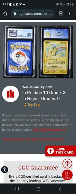 (POP 3) CGC 10 PRISTINE Minun 67/101 Ex Hidden Legends 2004 Pokemon Card - Image 4