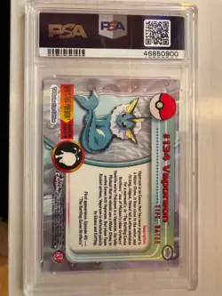 PSA 10 GEM MINT VAPOREON # 134 Topps Chrome HOLO RARE Series 2 Pokemon Card - Image 2