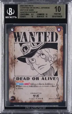 2025 ONE PIECE JAPANESE CARRYING ON HIS WILL WANTED ALT ART SABO BGS 10 - Image 1