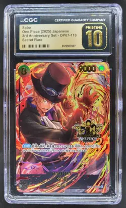 2025 ONE PIECE JP SABO SECRET RARE OP07-118 CGC 10 PRISTINE N PT - Image 1