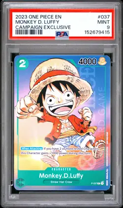 2023 ONE PIECE PROMOS CAMPAIGN EXCLUSIVE #037 MONKEY D. LUFFY PSA 9 - Image 1