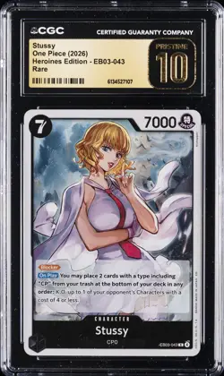 2026 ONE PIECE HEROINES EDITION RARE #EB03-043 STUSSY CGC 10 PRISTINE - Image 1