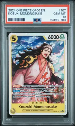 2024 ONE PIECE OP06-WINGS OF THE CAPTAIN #107 KOZUKI MOMONOSUKE PSA 10 - Image 1