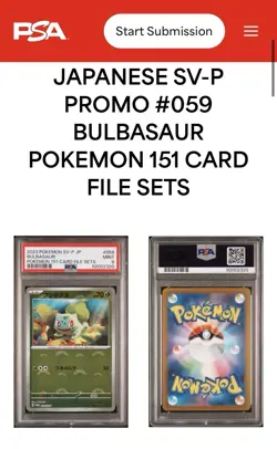 2023 POKEMON JAPANESE SV-P PROMO POKEMON 151 CARD FILE SETS #059 BULBASAUR PSA 9 - Image 2