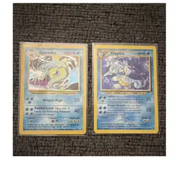 Nintendo Pokemon TCG Holo 2-Card Lot Gyarados Kingdra Neo Genesis & Base Set - Image 1