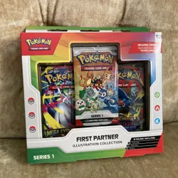 Pokemon Cards TCG First Partner Illustration Collection Box Booster Packs Sealed - Image 1