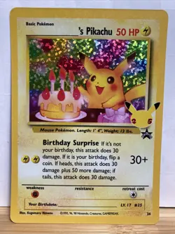 Pokemon Celebrations Promo Birthday Pikachu Foil Card Rare #24 - Image 1