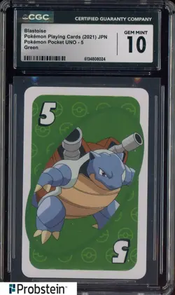 2021 Pokemon Japanese Playing Cards Pocket UNO Green Blastoise CGC 10 GEM MINT - Image 1
