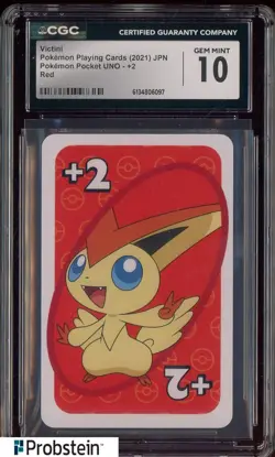 2021 Pokemon Japanese Playing Cards Pocket UNO Red Victini CGC 10 GEM MINT - Image 1