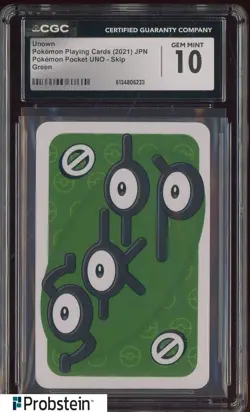 2021 Pokemon Japanese Playing Cards Pocket UNO Green Unown CGC 10 GEM MINT - Image 1