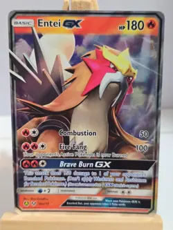 POKEMON Entei GX 10/73 SM3.5 Shining Legends Ultra Rare Holo TCG Card - Image 1