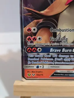 POKEMON Entei GX 10/73 SM3.5 Shining Legends Ultra Rare Holo TCG Card - Image 5