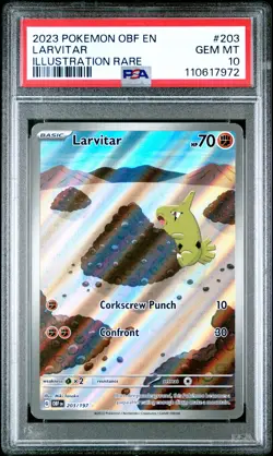 2023 POKEMON OBF EN-OBSIDIAN FLAMES ILLUSTRATION RARE #203 LARVITAR PSA 10 - Image 1