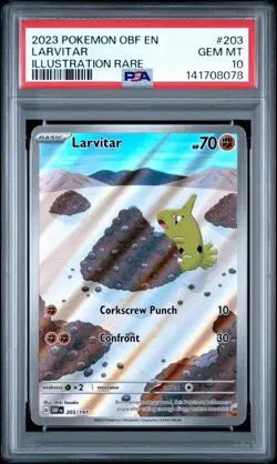 2023 POKEMON OBF EN-OBSIDIAN FLAMES ILLUSTRATION RARE #203 LARVITAR PSA 10 - Image 1