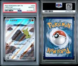 2023 POKEMON OBF EN-OBSIDIAN FLAMES ILLUSTRATION RARE #203 LARVITAR PSA 10 - Image 3