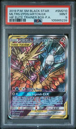 2019 Pokemon Sun and Moon Black Star Promo Articuno Gx/Moltres/Zapdos PSA 9 - Image 1