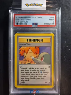 First Edition 2000 Pokemon Gym Challenge 118/132 Misty's Tears PSA Mint 9 - Image 1