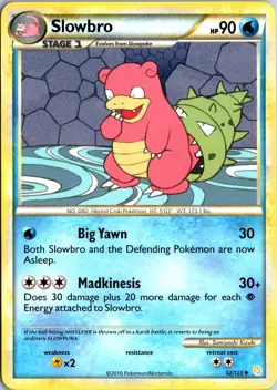Slowbro 52/123 Uncommon HeartGold & SoulSilver Pokemon Light Play - Image 1
