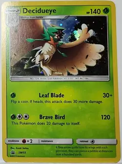 HD Swirl 🌀 Decidueye SM55 Cosmos Holo Bleed Error Rare Pokemon TCG ✨ - Image 2