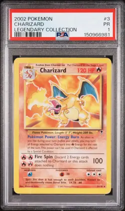 2002 POKEMON LEGENDARY COLLECTION #3 CHARIZARD PSA 1 - Image 1