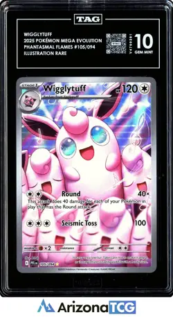Pokemon 2025 Wigglytuff 105/094 IR Phantasmal Flames GEM MINT TAG 10 - Image 1