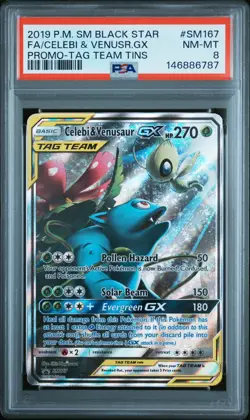 Celebi & Venusaur Gx SM167 Tag Team Sm Black Star Promo Pokemon PSA 8 *787 - Image 1