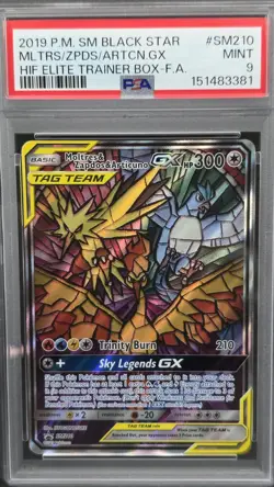 2019 POKEMON SM BLACK STAR PROMO FULL ART/MOLTRES & ZAPDOS & ARTICUNO GX PSA 9 - Image 1