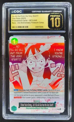 25 ONE PIECE GO ALL OUT FROM THE VERY START PROMO OP13-040 CGC 10 PRISTINE N PT - Image 1