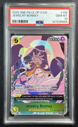 JEWELRY BONNEY PSA 10 2025 ONE PIECE OP13 EN #OP13-108 SUPER RARE GEM MINT 5884 - Image 1