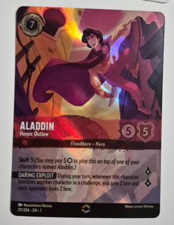 Disney Lorcana The First Chapter Enchanted Aladdin Heroic Outlaw EN NM Rare - Image 2