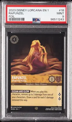 2023 DISNEY LORCANA THE FIRST CHAPTER FOIL RAPUNZEL GIFTED WITH HEALING PSA 9 - Image 1