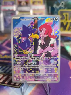 Pokemon TCG Destined Rivals Team Rockets Murkrow Card 200/182 Illustration Rare - Image 1