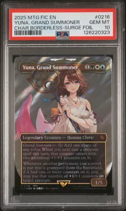 2025 MTG FINAL FANTASY COMMANDER SURGE FOIL #0216 YUNA, GRAND SUMMONER PSA 10 - Image 1