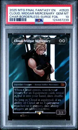 2025 MTG FINAL FANTASY #0520 CLOUD, MIDGAR MERCENARY SURGE FOIL PSA 10 - Image 1