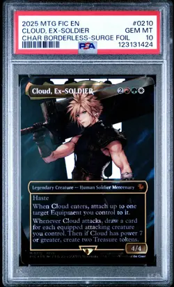 2025 MTG FINAL FANTASY COMMANDER SURGE FOIL #0210 CLOUD, EX-SOLDIER PSA 10 - Image 1