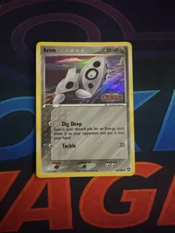 Aron 42/108 Stamped Pokemon Reverse Holo Dtamped EX Power Keepers LP - Image 1