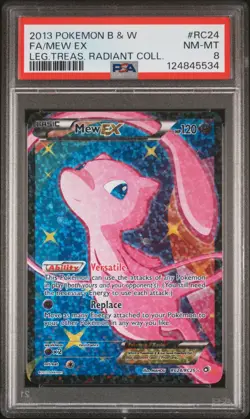 2013 POKEMON B&W LEGEND TREASURES RADIANT COLLECTION #RC24 FULL ART/MEW EX PSA 8 - Image 1