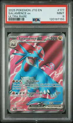 2025 POKEMON JTG EN-JOURNEY TOGETHER ULTRA RARE #177 SALAMENCE EX PSA 9 - Image 1