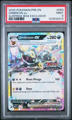 2025 POKEMON PRE EN-PRISMATIC EVOLUTIONS SURPRISE BOX EXCLUSIVE UMBREON EX PSA 9 - Image 1