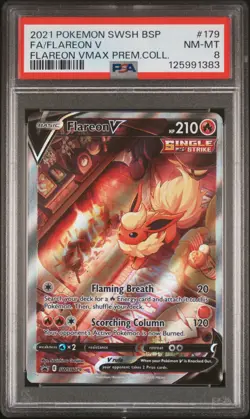 2021 POKEMON SWSH BLACK STAR PROMO #179 FULL ART/FLAREON V PSA 8 - Image 1