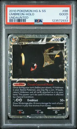 2010 POKEMON HEARTGOLD & SOULSILVER UNDAUNTED #86 UMBREON-HOLO PSA 2 - Image 1
