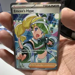 Pokemon Emcee's Hype Full Art Holo Ultra Rare Trainer 220/182 Destined Rivals - Image 1