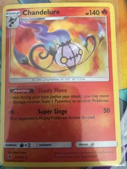 Chandelure - 13/145 - Holo - Sun & Moon: Guardians Rising **NM** POKEMON - Image 1
