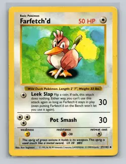 Pokemon - Base Set Shadowless - Farfetch'd 27/102 - Uncommon MP - Image 1