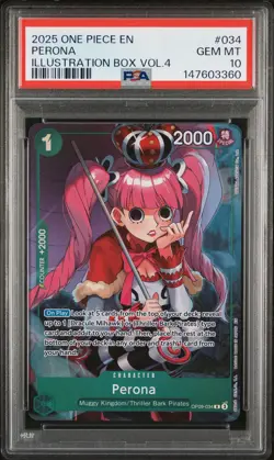 2025 ONE PIECE PROMOS ILLUSTRATION BOX VOL.4 #034 PERONA PSA 10 - Image 1