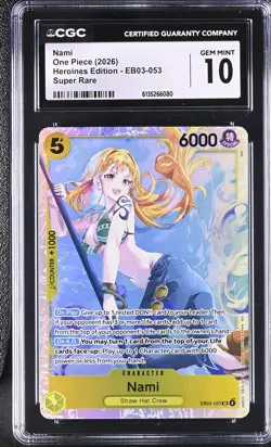 One Piece GRADED Nami EB03 Heroines Edition SR 10 CGC ENGLISH - Image 1