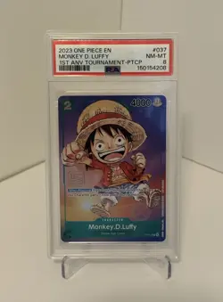 MONKEY.D.LUFFY 1ST ANNIVERSARY TOURNAMENT PROMO (P-037) One Piece - PSA 8 - Image 1