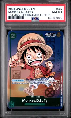 MONKEY.D.LUFFY 1ST ANNIVERSARY TOURNAMENT PROMO (P-037) One Piece - PSA 8 - Image 3