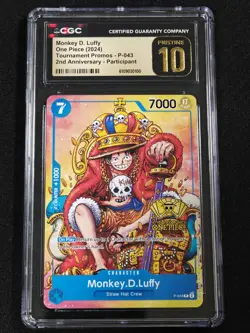 2024 ONE PIECE MONKEY D. LUFFY PROMO P-043 2ND ANNIVERSARY CGC 10 PRISTINE RC7 - Image 1