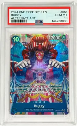 2024 One Piece Buggy OP09-051 Emperors New World Alternate Art PSA 10 English - Image 1